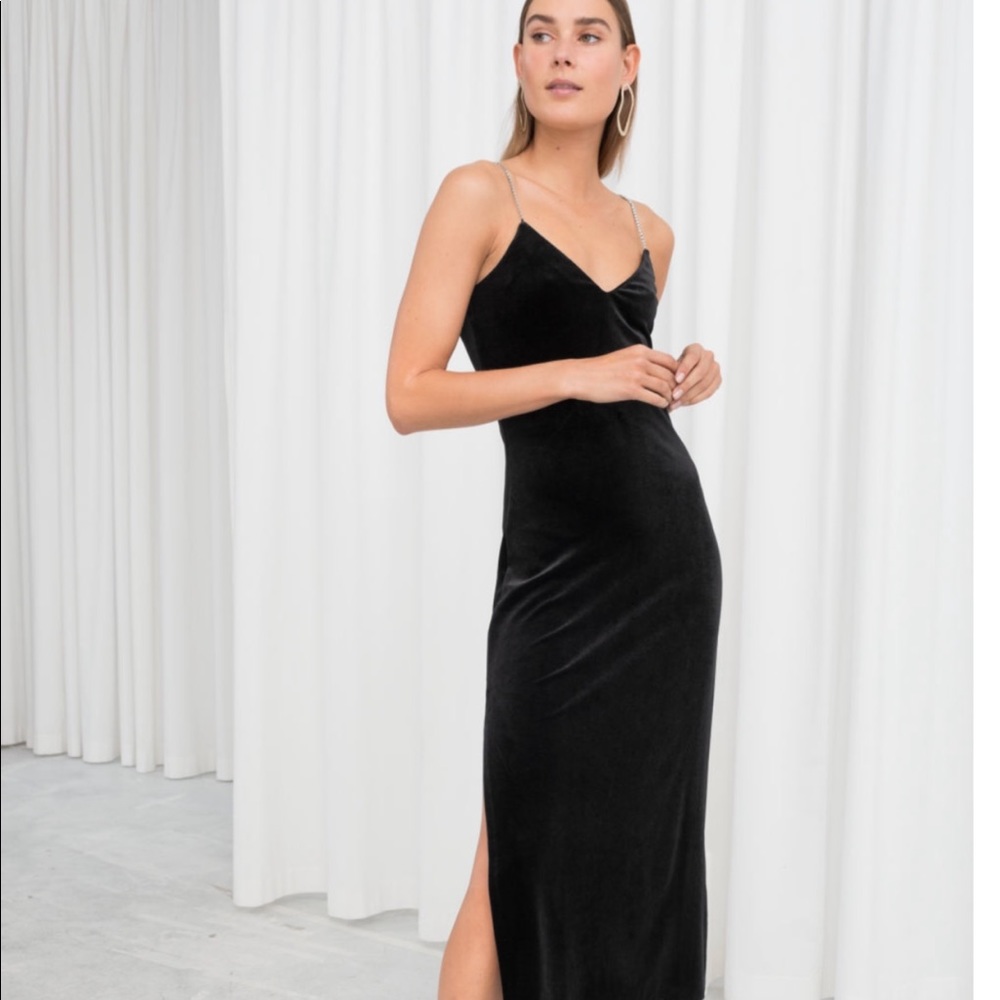 & other stories velvet midi dress